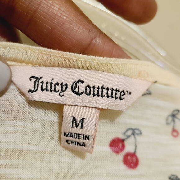 Juicy Couture | Cherry Printed Cold Shoulder Shirt (Size Medium) - Picture 3 of 13